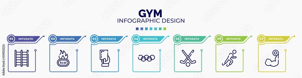 Poster infographic for gym concept. vector infographic template with icons and 7 option or steps. included 