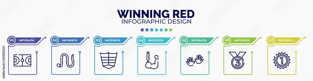 Poster infographic for winning red concept. vector infographic template with icons and 7 option or steps. i
