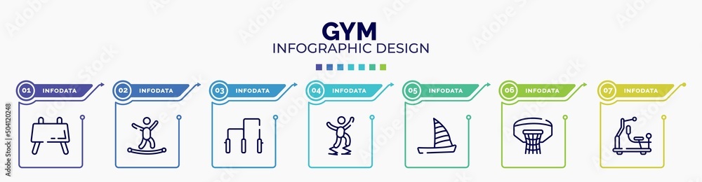 Poster infographic for gym concept. vector infographic template with icons and 7 option or steps. included 