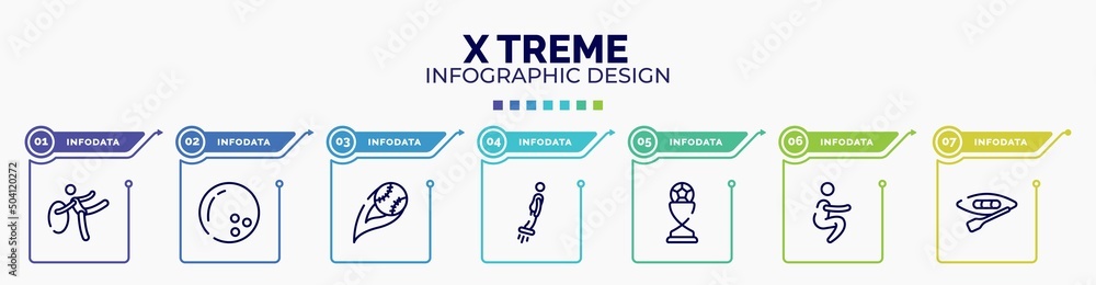Poster infographic for x treme concept. vector infographic template with icons and 7 option or steps. inclu