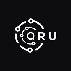 QRU technology letter logo design on black  background. QRU creative initials technology letter logo concept. QRU technology letter design.
