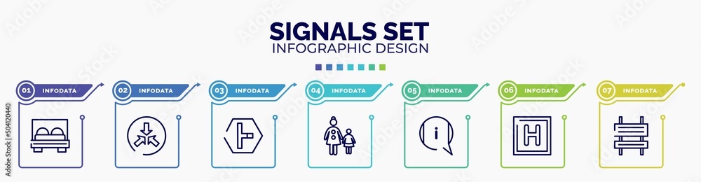 Aufkleber infographic for signals set concept. vector infographic template with icons and 7 option or steps. i