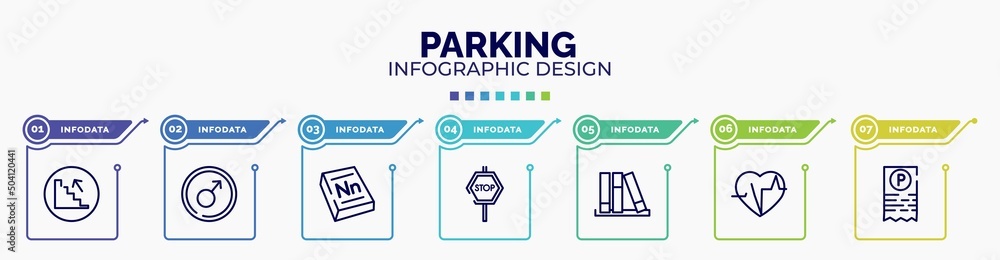 Poster infographic for parking concept. vector infographic template with icons and 7 option or steps. inclu