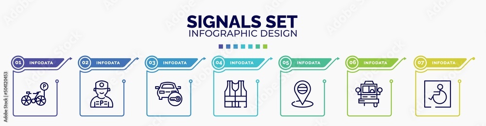 Poster infographic for signals set concept. vector infographic template with icons and 7 option or steps. i