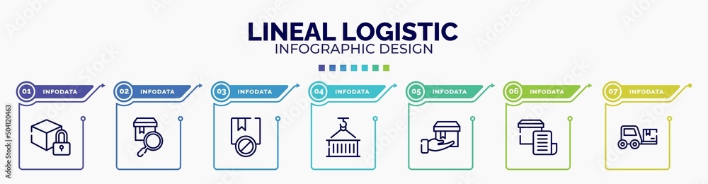 Aufkleber infographic for lineal logistic concept. vector infographic template with icons and 7 option or step