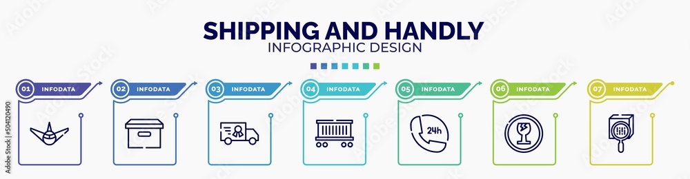 Aufkleber infographic for shipping and handly concept. vector infographic template with icons and 7 option or 
