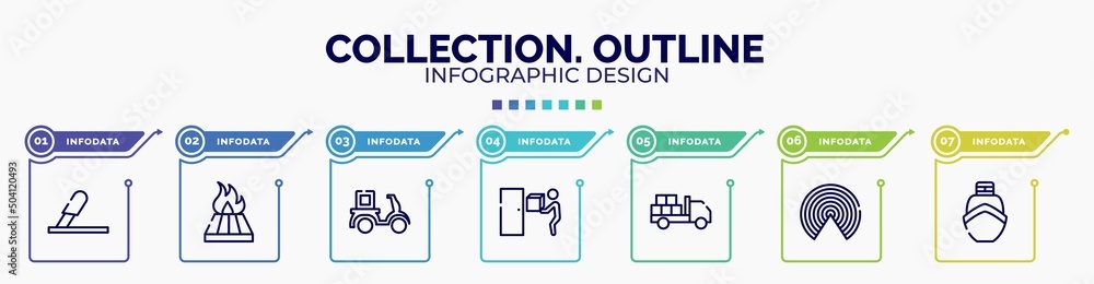 Aufkleber infographic for collection. outline concept. vector infographic template with icons and 7 option or 