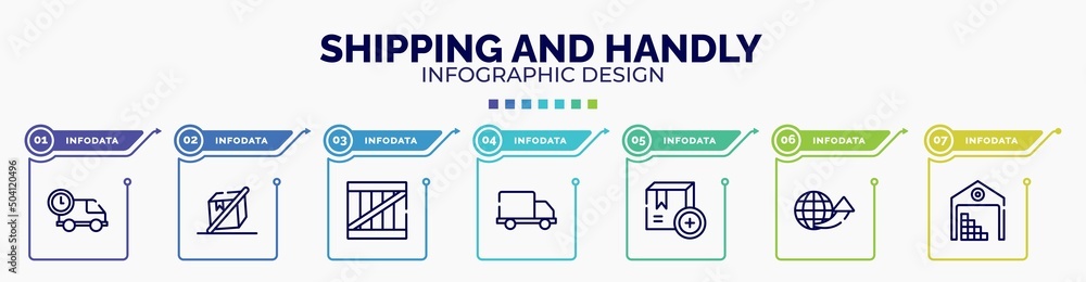 Aufkleber infographic for shipping and handly concept. vector infographic template with icons and 7 option or 