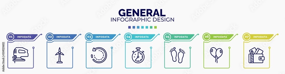Aufkleber infographic for general concept. vector infographic template with icons and 7 option or steps. inclu
