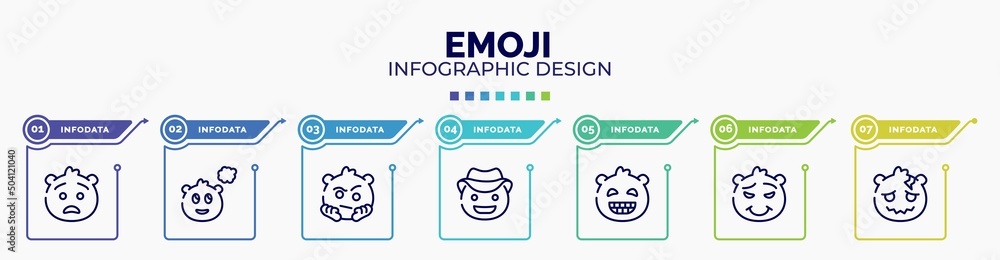 Aufkleber infographic for emoji concept. vector infographic template with icons and 7 option or steps. include