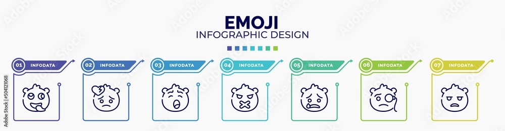 Poster infographic for emoji concept. vector infographic template with icons and 7 option or steps. include