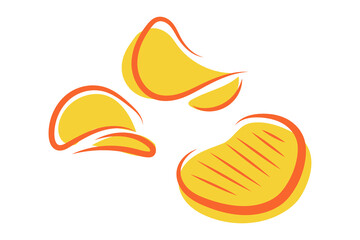 Vector collection of potato chips, packaging. Quick bite, delicious food. Colored flat illustration.