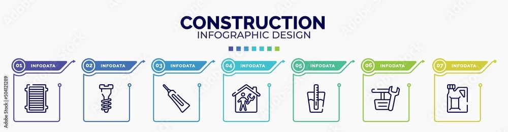 Poster infographic for construction concept. vector infographic template with icons and 7 option or steps. 