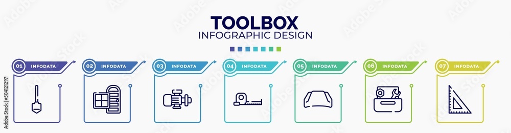Aufkleber infographic for toolbox concept. vector infographic template with icons and 7 option or steps. inclu
