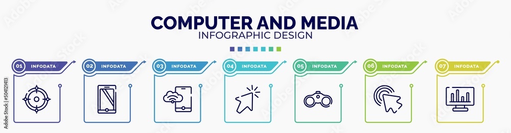 Poster infographic for computer and media concept. vector infographic template with icons and 7 option or s