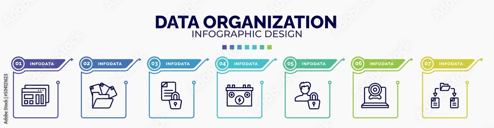 Poster infographic for data organization concept. vector infographic template with icons and 7 option or st