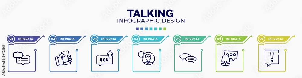 Poster infographic for talking concept. vector infographic template with icons and 7 option or steps. inclu
