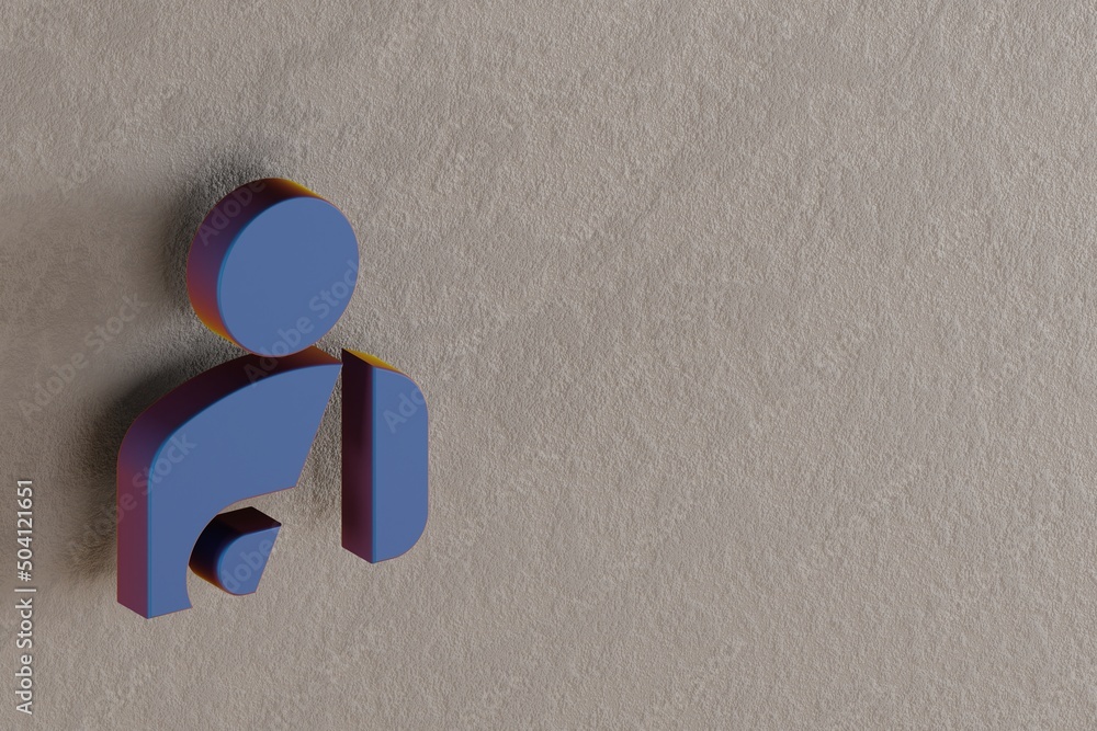 Poster beautiful abstract illustrations blue personal injury symbol icons on a wall background. 3d renderin
