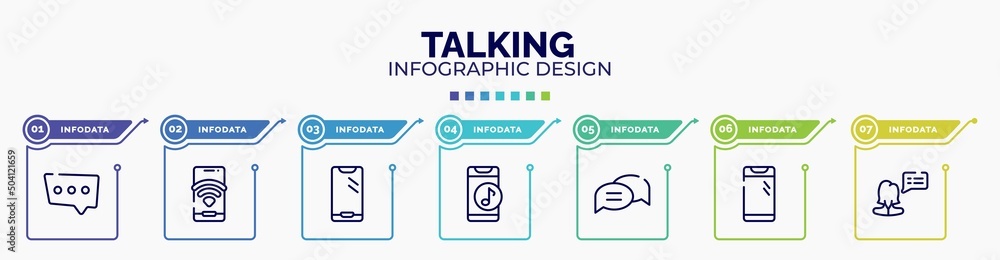 Aufkleber infographic for talking concept. vector infographic template with icons and 7 option or steps. inclu