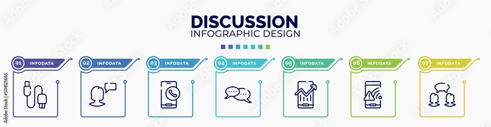 Poster infographic for discussion concept. vector infographic template with icons and 7 option or steps. in