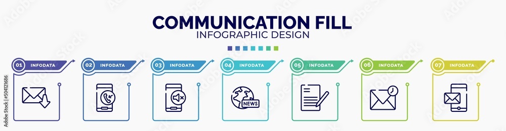 Poster infographic for communication fill concept. vector infographic template with icons and 7 option or s