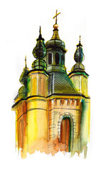 Historical Church Dome Painting with Mixed Media