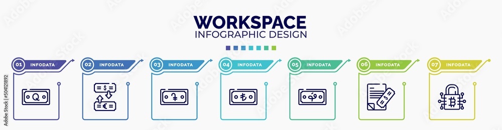 Poster infographic for workspace concept. vector infographic template with icons and 7 option or steps. inc