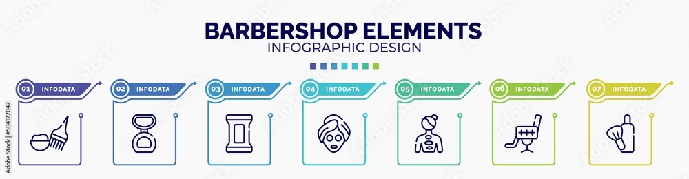 Poster infographic for barbershop elements concept. vector infographic template with icons and 7 option or 