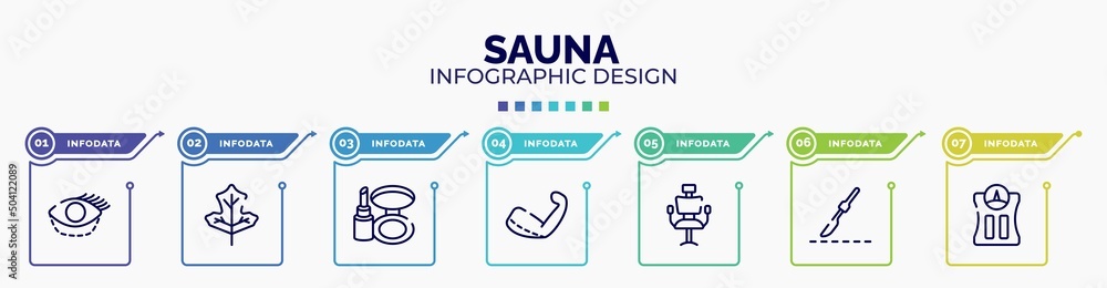 Aufkleber infographic for sauna concept. vector infographic template with icons and 7 option or steps. include
