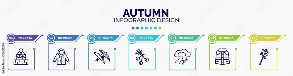 Poster infographic for autumn concept. vector infographic template with icons and 7 option or steps. includ