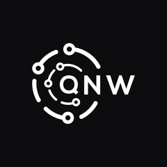QNW technology letter logo design on black  background. QNW creative initials technology letter logo concept. QNW technology letter design.