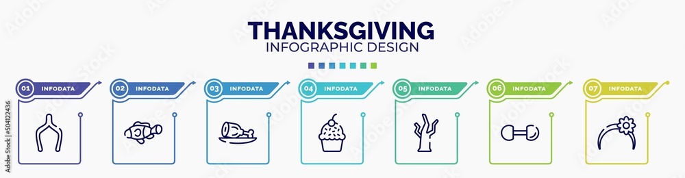 Poster infographic for thanksgiving concept. vector infographic template with icons and 7 option or steps. 