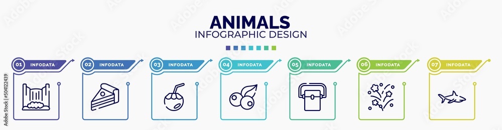 Poster infographic for animals concept. vector infographic template with icons and 7 option or steps. inclu