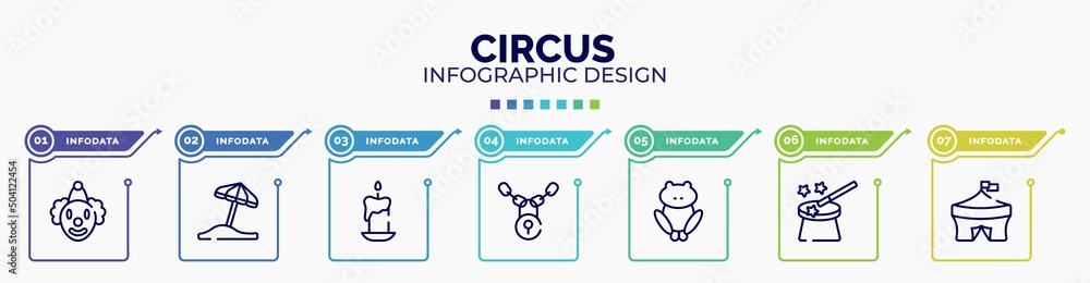Poster infographic for circus concept. vector infographic template with icons and 7 option or steps. includ