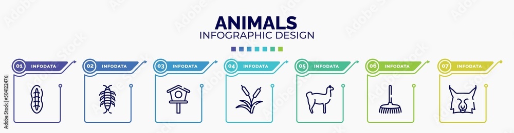 Poster infographic for animals concept. vector infographic template with icons and 7 option or steps. inclu