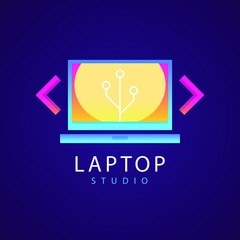 Computer logo design. Pc fix, repair icon. Computer maintenance service. Coding, software. Computer tech shop. Computer help logotype badge, brand logo, name symbol, sign, emblem. Vector illustration.