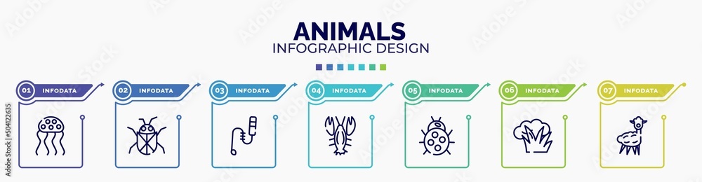 Poster infographic for animals concept. vector infographic template with icons and 7 option or steps. inclu