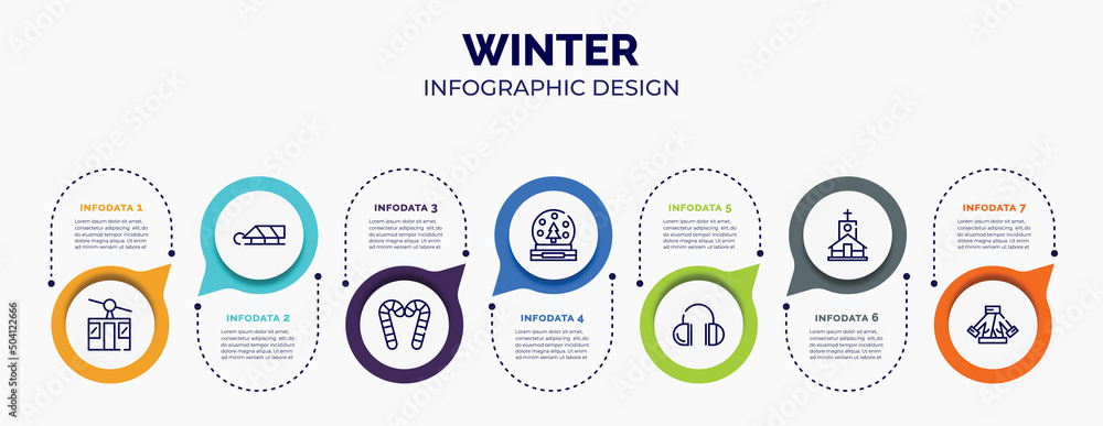Poster infographic for winter concept. vector infographic template with icons and 7 option or steps. includ