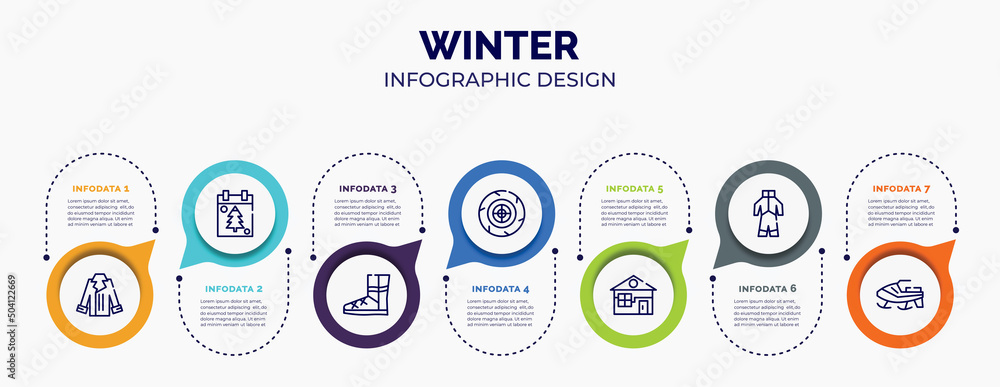 Poster infographic for winter concept. vector infographic template with icons and 7 option or steps. includ