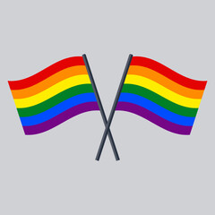 Pride LGBT flag crossed. Isolated on light background. Vector illustration. 