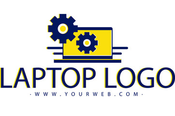 Computer logo design. Pc fix, repair icon. Computer maintenance service. Coding, software. Computer tech shop. Computer help logotype badge, brand logo, name symbol, sign, emblem. Vector illustration.