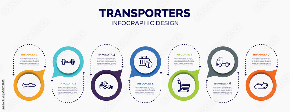 Poster infographic for transporters concept. vector infographic template with icons and 7 option or steps. 