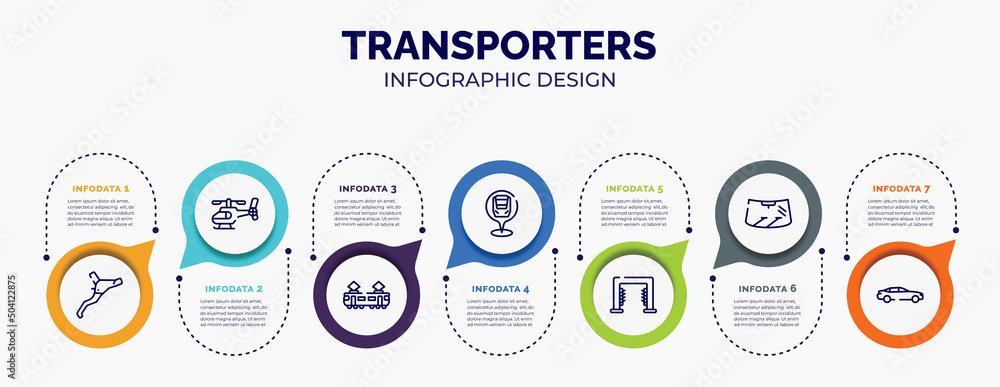 Poster infographic for transporters concept. vector infographic template with icons and 7 option or steps. 