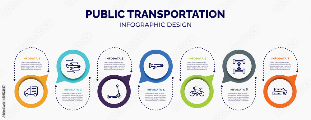 Poster infographic for public transportation concept. vector infographic template with icons and 7 option o