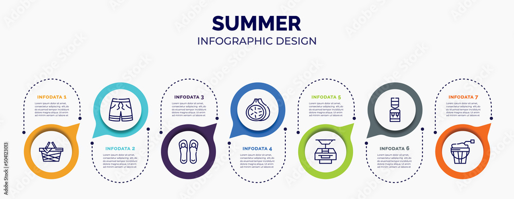 Poster infographic for summer concept. vector infographic template with icons and 7 option or steps. includ