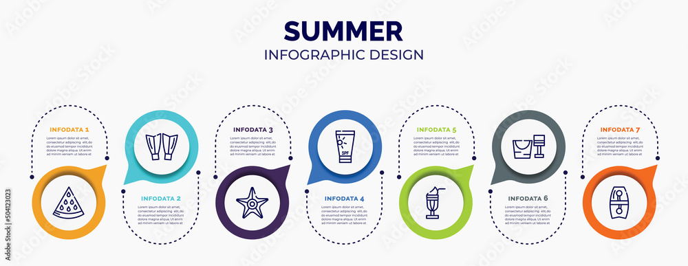 Aufkleber infographic for summer concept. vector infographic template with icons and 7 option or steps. includ