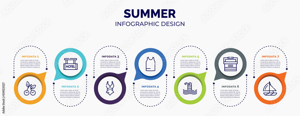 Poster infographic for summer concept. vector infographic template with icons and 7 option or steps. includ