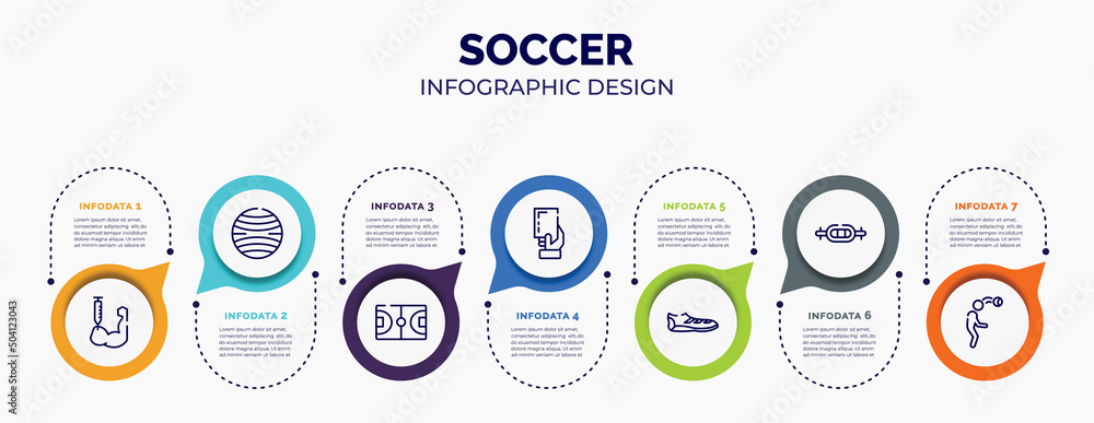 Poster infographic for soccer concept. vector infographic template with icons and 7 option or steps. includ