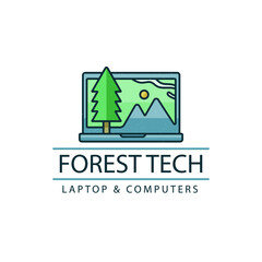 Computer logo design. Pc fix, repair icon. Computer maintenance service. Coding, software. Computer tech shop. Computer help logotype badge, brand logo, name symbol, sign, emblem. Vector illustration.