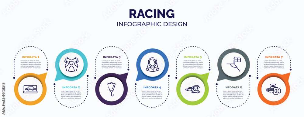 Poster infographic for racing concept. vector infographic template with icons and 7 option or steps. includ